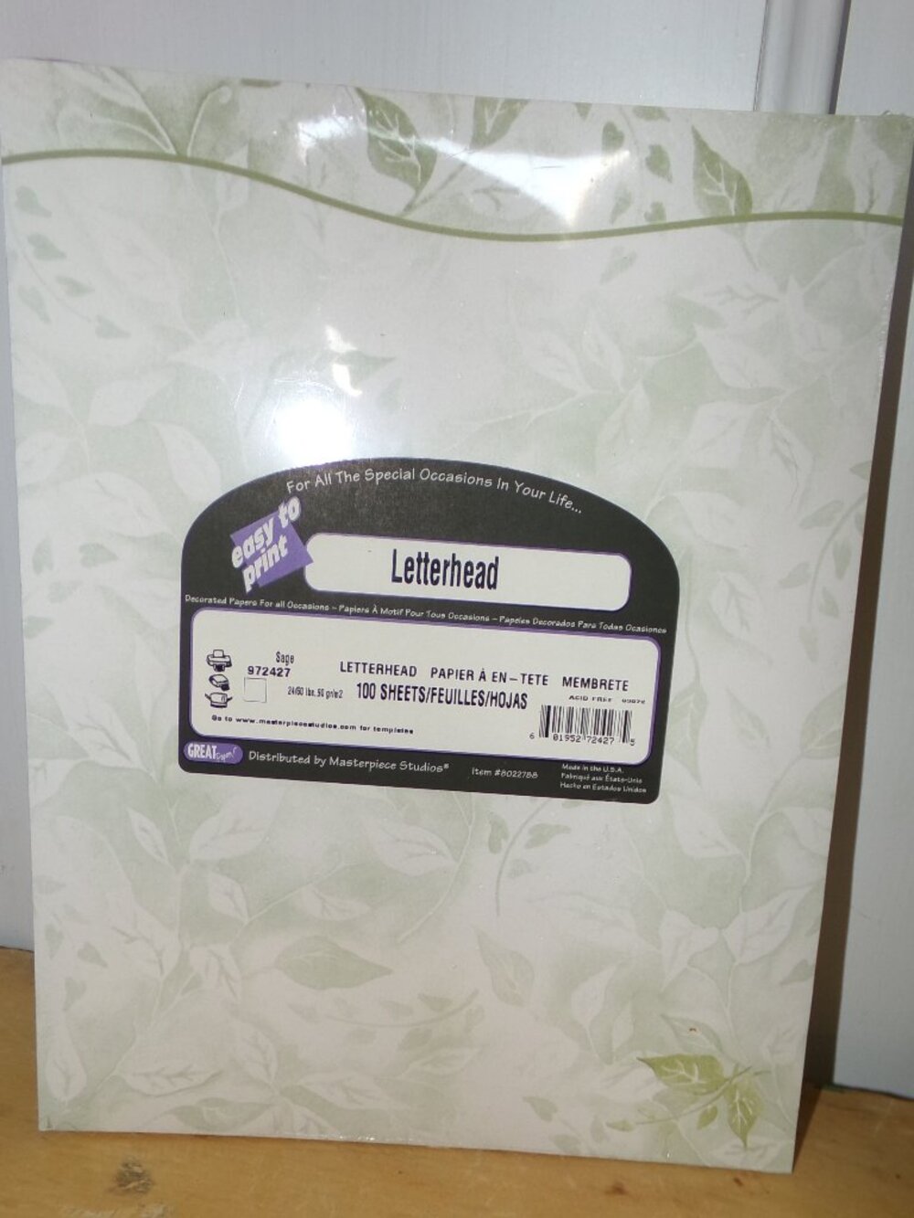 Masterpiece Studios Green Leaves NWT Letterhead